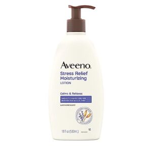 Aveeno Stress Relief Moisturizing Body Lotion with Lavender Scent, Natural Oatmeal to Calm & Relax, Non-Greasy Daily Stress Relief Lotion, 18 fl. oz ( - Image 1