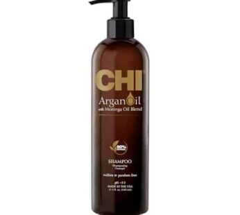 CHI Argan Oil Shampoo, Restores Moisture, Helps Rejuvenate Dry, Damaged Hair & Enhances Strength, Sulfate, Paraben, & Cruelty-Free, 11.5 Oz
