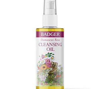 Badger – Face Cleansing Oil, Damascus Rose, Certified Organic Face Oil Cleanser, Natural Facial Cleansing Oil, Natural Oil Cleanser for Face, Face Cle