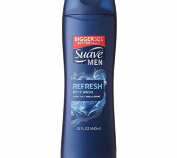Suave Men Body Wash, Refresh, 15 Fl Ounce (Pack of 3)