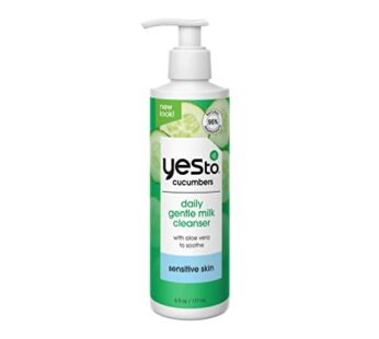 Yes To Cucumbers Gentle Milk Cleanser, 6 Fl Oz, Soothing Face Wash That Won’t Strip Skin, Formulated with Cucumber, Aloe, Green Tea, and Soy Proteins