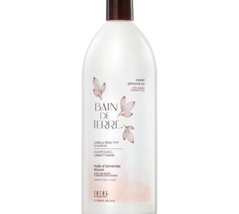 Bain de Terre Sweet Almond Oil Long & Healthy Shampoo, Strength & Protection for Weak, Damaged Hair, with Argan & Monoi Oils, Paraben-Free, Color-Safe