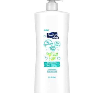 Suave Kids 3 in 1 Shampoo Conditioner Body Wash, Purely Fun Sensitive, 28 oz