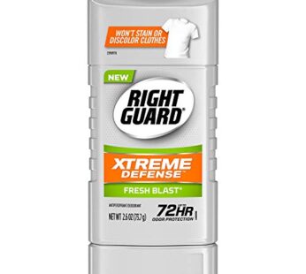 Right Guard Xtreme Defense 5 Anti-Perspirant & Deodorant, Fresh Blast 2.60 oz (Pack of 3)