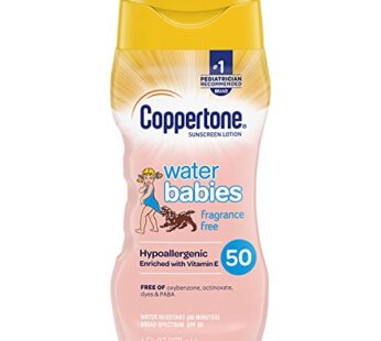 Coppertone WaterBabies Fragrance Free SPF 50 Baby Sunscreen Lotion, 8 Fl Oz