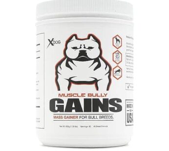 Muscle Bully Gains – Mass Weight Gainer for Dogs, Whey Protein, Flax Seed (for Bull Breeds, Pit Bulls, Bullies) Increase Healthy Natural Weight, Made