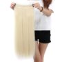 S-noilite Salon 26" Straight Bleach Blonde One Piece 5 Clips Clip In Hair Extensions Fashion Design Lady Women 5A Synthetic(Bleach Blonde)