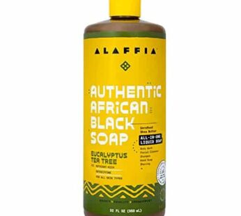 Alaffia Skin Care, Authentic African Black Soap, All in One Body Wash, Face Wash, Shampoo & Shaving Soap with Fair Trade Shea Butter, Eucalyptus Tea T