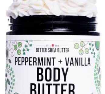 Whipped Body Butter for Women | PEPPERMINT VANILLA Body Moisturizer | Shea Body Cream for Dry Skin | Paraben-Free, Non-Greasy Body Lotion | Vanilla Pe