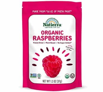 NATIERRA Nature’s All Foods Organic Freeze-Dried Raspberries | Non-GMO & Vegan | 1.3 Ounce