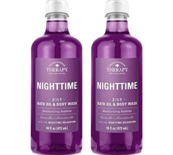 Village Naturals Therapy, Foaming Bath Oil and Body Wash, Nighttime Relief, 16 oz, Pack of 2
