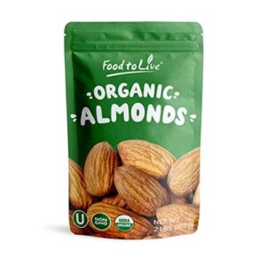 Food to Live - Organic Almonds, 2 Pounds Non-GMO, Whole, Raw, No Shell, Unpasteurized, Unsalted, Vegan, Kosher, Bulk. Keto Snack. Good Source of Vitam - Image 1