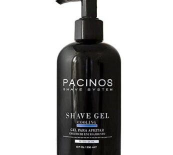 Pacinos Shave Gel – Clear Cooling Gel with Aloe Vera, Prevents Skin Irritation & Moisturizes, All Hair Types, 8 fl. oz.