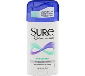 Sure Deodorant Original Solid, Unscented – 2.7 oz – 2 pk