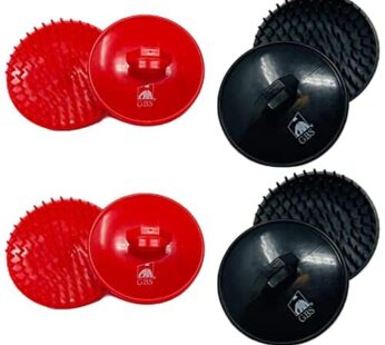 G.B.S Scalp Exfoliator 4 Pack – Scalp Scrubber, Shampoo Brush, Massager & Beard Exfoliator – Red & Black