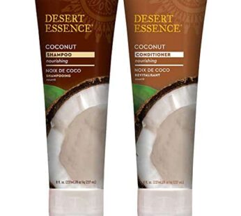 Desert Essence Coconut Shampoo & Conditioner Bundle – 8 Fl Ounce – Nourishing For Dry Hair – Delightful Scent – Refreshes Skin – Coconut Oil