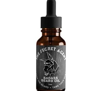 Badass Beard Care Oil For Men – Secret Agent Scent, 1 Ounce – All Natural Ingredients, Keeps Beard and Mustache Full, Soft and Healthy