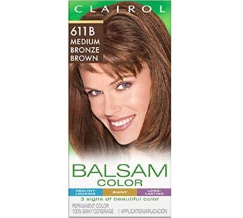 Clairol Balsam Permanent Hair Dye, 611B Medium Bronze Brown Hair Color, Pack of 1