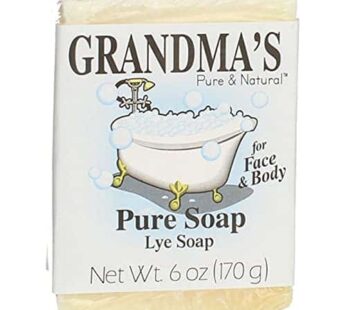 Grandma’s Pure Lye Soap Bar, Unscented Face & Body Wash Cleans with No Detergens, Dyes & Fragrances – 60018, Pack of 2