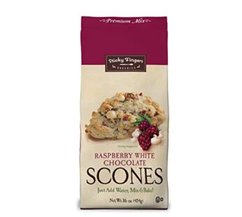 English Scone Mix, Raspberry White Chocolate by Sticky Fingers Bakeries ? Easy to Make English Scones Fresh Baked, Makes 12 Scones (1pk)