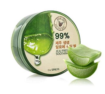 [the SAEM] Jeju Fresh Aloe Soothing Gel 10.1 fl. oz. (300ml) – 99% Aloe Vera, Hydrates & Dry, Itchy & irritated Skin