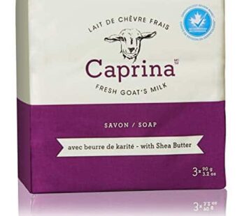 Caprina Fresh Goat?s Milk Soap Bar, Shea Butter, 3.2 oz (3 Pack), Cleanses Without Drying, Biodegradable Soap, Moisturizing, Vitamin A, B2, B3, and Mo