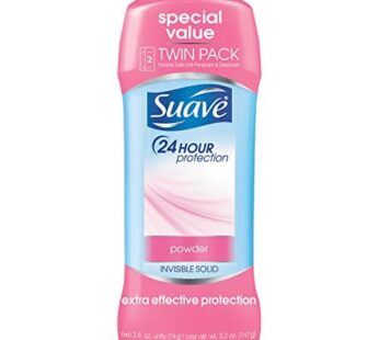 Suave 24 Hour Protection Anti-Perspirant Deodorant Invisible Solid Powder Twin Pack 5.20 oz
