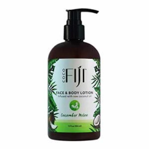 Coco Fiji Face & Body Lotion Infused With Coconut Oil | Lotion for Dry Skin | Moisturizer Face Cream & Massage Lotion for Women & Men | Cucumber Melon - Image 1