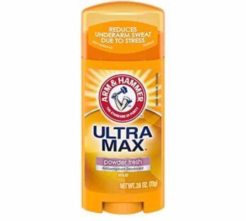 Arm & Hammer Ultra Max Antiperspirant Deodorant, Powder Fresh, Solid, 2.6 Ounce (Pack of 6)
