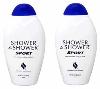 Shower to Shower Absorbent Body Powder, Sport, 13-Ounce Bottles (Pack of 2)