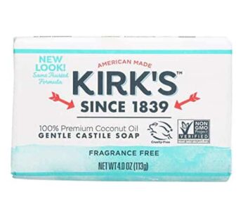 Kirk’s Natural Original Coco Castile Soap Fragrance Free, 4 Ounce (Packaging may Vary)
