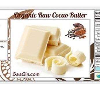 SAAQIN 1/2 Lb Organic Cocoa Butter, Pure, Raw, Unprocessed. Incredible Quality and Scent. Use for Lotion, Cream, Lip Balm, Oil, Stick, or Body Butter.