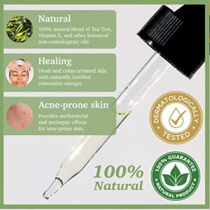 100% NATURAL TEA TREE OIL Vegan Facial Serum for Sensitive Oily Skin Acne Prone with Vitamin E Jojoba Oil Gua Sha 30ml Glass skin Clear Care Non-Greas - Image 2