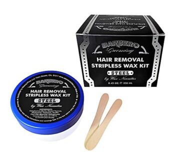 Barbero Grooming Microwavable Hair Removal Stripless Wax Kit Steel 8.45 Ounces by Wax Necessities Waxness
