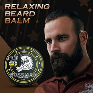 Bossman Relaxing Beard Balm - Beard Tamer, Relaxer, Thickener and Softener Cream - Beard Care Product - Made in USA (Gold Scent) - Image 7