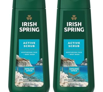 Irish Spring Body Wash Active Scrub Moisturizing Face Exfoliating Gel 20 Fl Oz (Pack of 2)