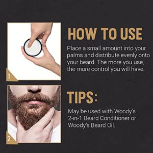 Woody's 2-in-1 Beard Balm, Facial Hair Conditioner and Style Wax, with Coconut Oil, Panthenol, and Natural Beeswax, 2 Oz - Image 6