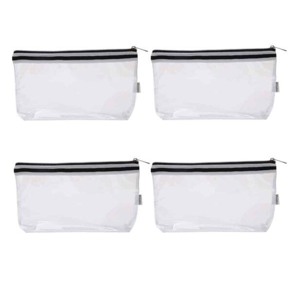 Augbunny Multi-purpose Waterproof Clear Vinyl Zippered Toiletry Cosmetics Makeup Pouch With French Tape 4-pack - Image 3