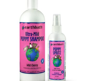 earthbath, Ultra-Mild Wild Cherry Puppy Shampoo & Spritz – Cruelty Free Dog Shampoo and Conditioner, Made in USA, Tearless & Extra Gentle Dog Wash, Be