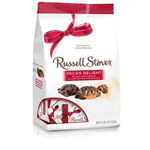 Russell Stover Pecan Delight Gusset Bag 16.10 Ounce Russel Stover Milk Chocolate Covered Candy Pack, Crunchy Pecans and Buttery Caramel Covered In Swe - Image 1