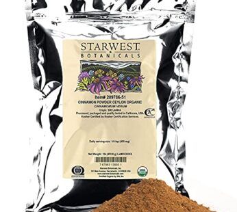 Starwest Botanicals Organic Ceylon Cinnamon Powder – Freshly Ground True Cinnamon – 1 Pound Bulk Spice Bag