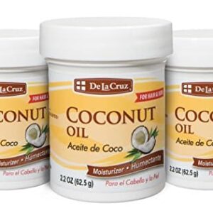 De la Cruz Coconut Oil - Expeller Pressed Coconut Oil for Skin and Hair - Natural Moisturizer for Skin and Hair - 2.2oz (3 Jars) - Image 1