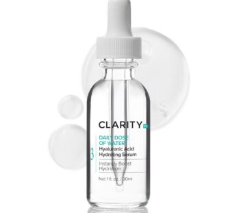 ClarityRx Daily Dose of Water Hyaluronic Acid Hydrating Face Serum, Natural Plant-Based Daily Moisturizing Treatment for Dry, Dull Skin (1 fl oz)