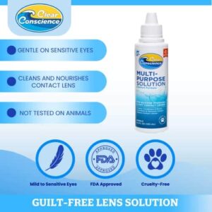 Cruelty-Free Multi-Purpose Contact Lenses Solution - Travel Size Contact Lens Solution, Mild Contact Solution for Contact Lenses, Cleans & Conditions - Image 2