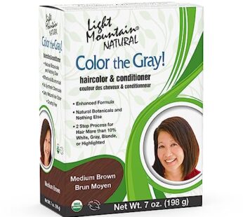 Light Mountain Henna Hair Color & Conditioner, Color the Gray ? Medium Brown Hair Dye for Men/Women, Chemical-Free Semi-Permanent Hair Color for White