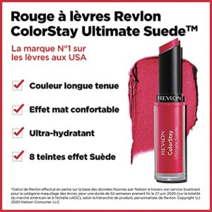 REVLON Lipstick, ColorStay Ultimate Suede Lipstick, High Impact Lip color with Moisturizing Creamy Formula, Infused with Vitamin E, 025 Socialite, 0.0 - Image 8