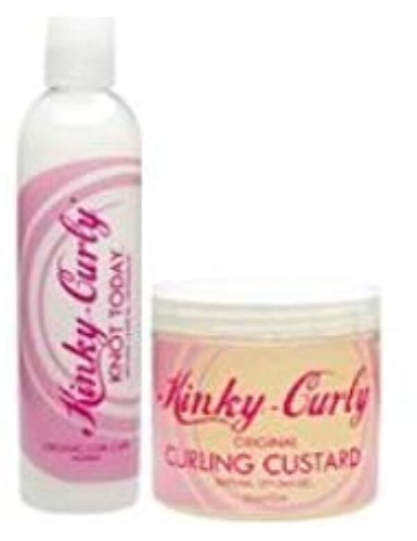 Kinky Curly Knot Today Leave In Conditioner/Detangler 8 oz + Curl Custard Gel 8 oz - Image 3