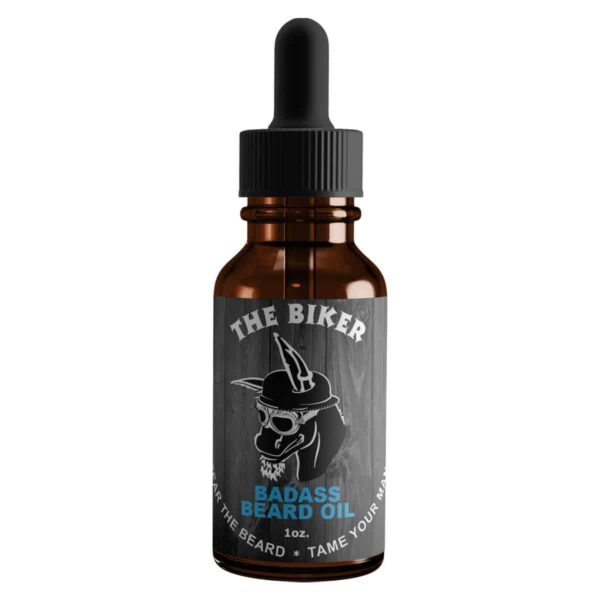 Badass Beard Care Oil for Men - The Biker Scent, 1 oz - All Natural Ingredients, Keeps Beard and Mustache Full, Soft and Healthy