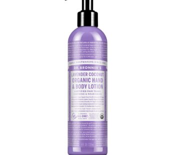 Dr. Bronner’s – Organic Lotion (Lavender Coconut, 8 Ounce) – Body Lotion and Moisturizer, Certified Organic, Soothing for Hands, Face and Body, Highly Emollient, Nourishes and Hydrates, Vegan, Non-GMO