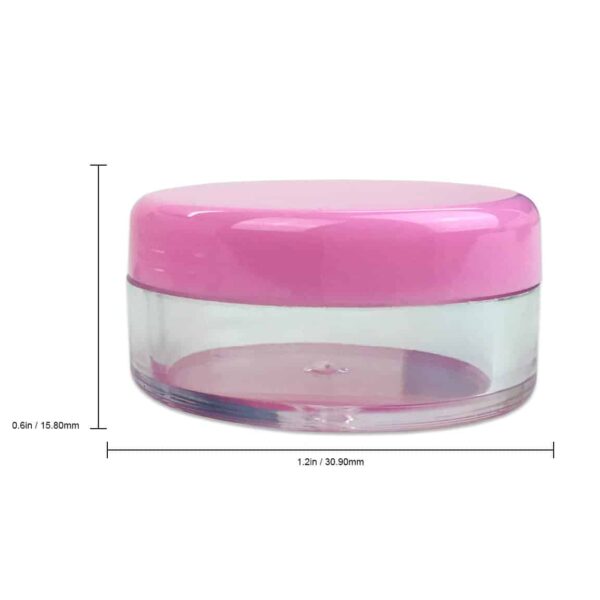 Beauticom 5G/5ML Clear Plastic Cosmetic Container Jars with PINK Lids, 50 Pcs - Image 2